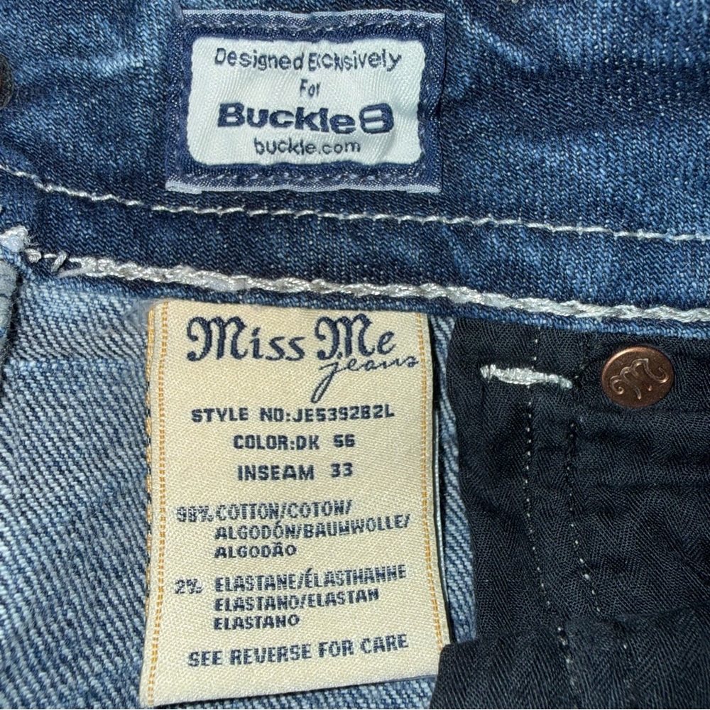 Y2K Miss Me Low Rise Boot Cut jeans Sz 27 JE5392B2L Buckle Exclusive embellished - Picture 14 of 14
